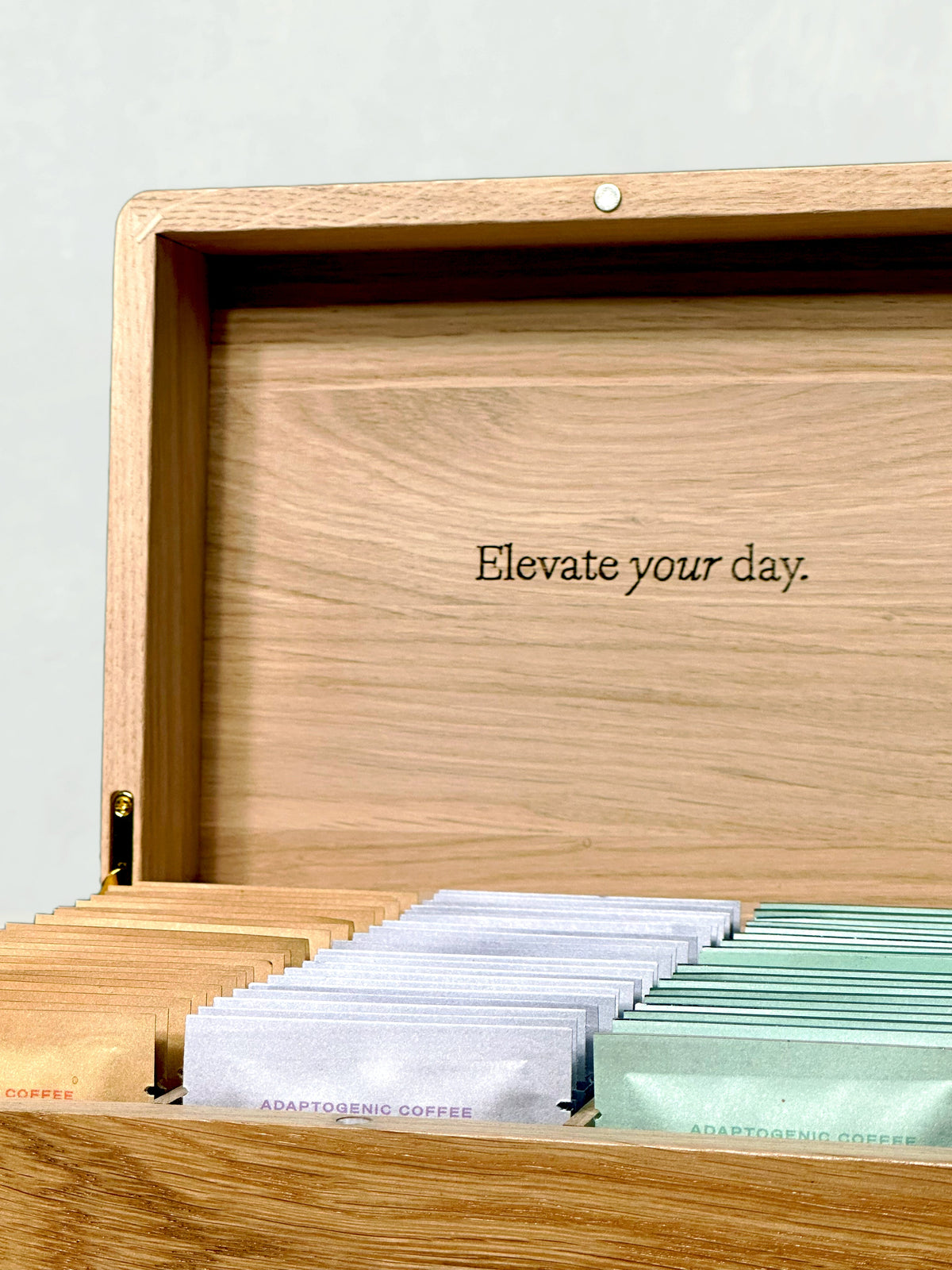 Wooden Collection Box — 60 Sachets, Refillable